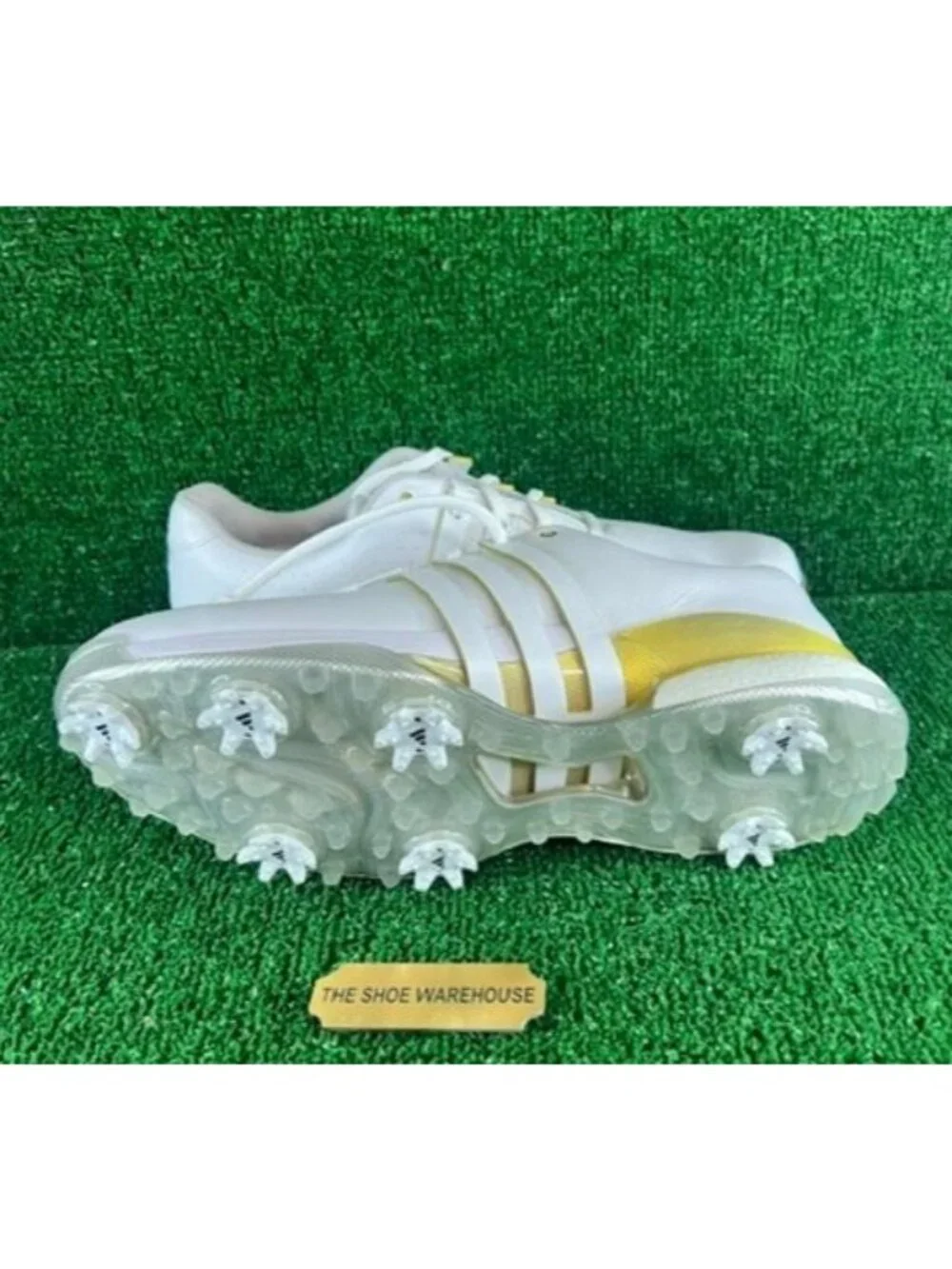 Men's Adidas Tour360 24 Boost White Gold Golf Spikes Shoes IE3367 Size 9